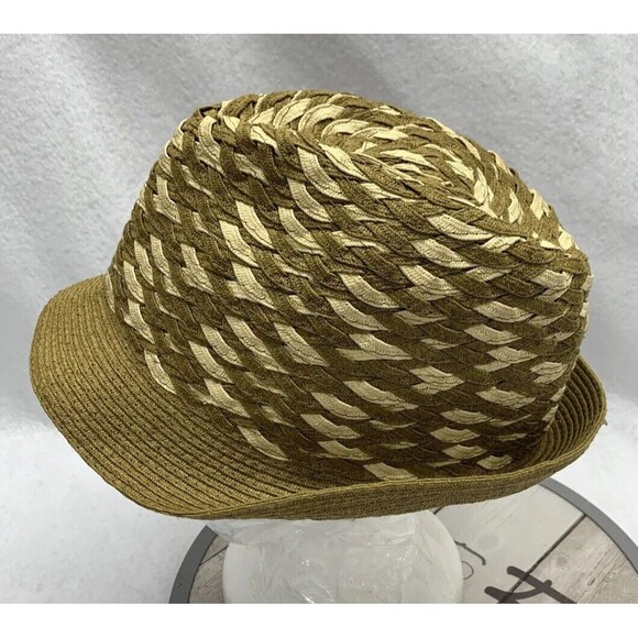 Woven 100% Paper Straw Fedora Hat Olive Green Women’s Large/ Extra Large - Picture 2 of 9
